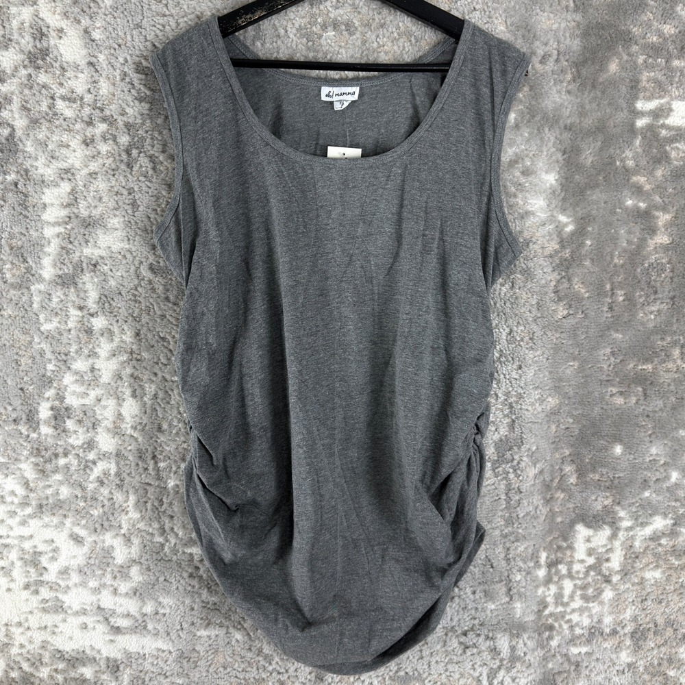 New Oh! Mamma Maternity Size 2X Maternity Ruched Side Tank Top Gray Sleeveless